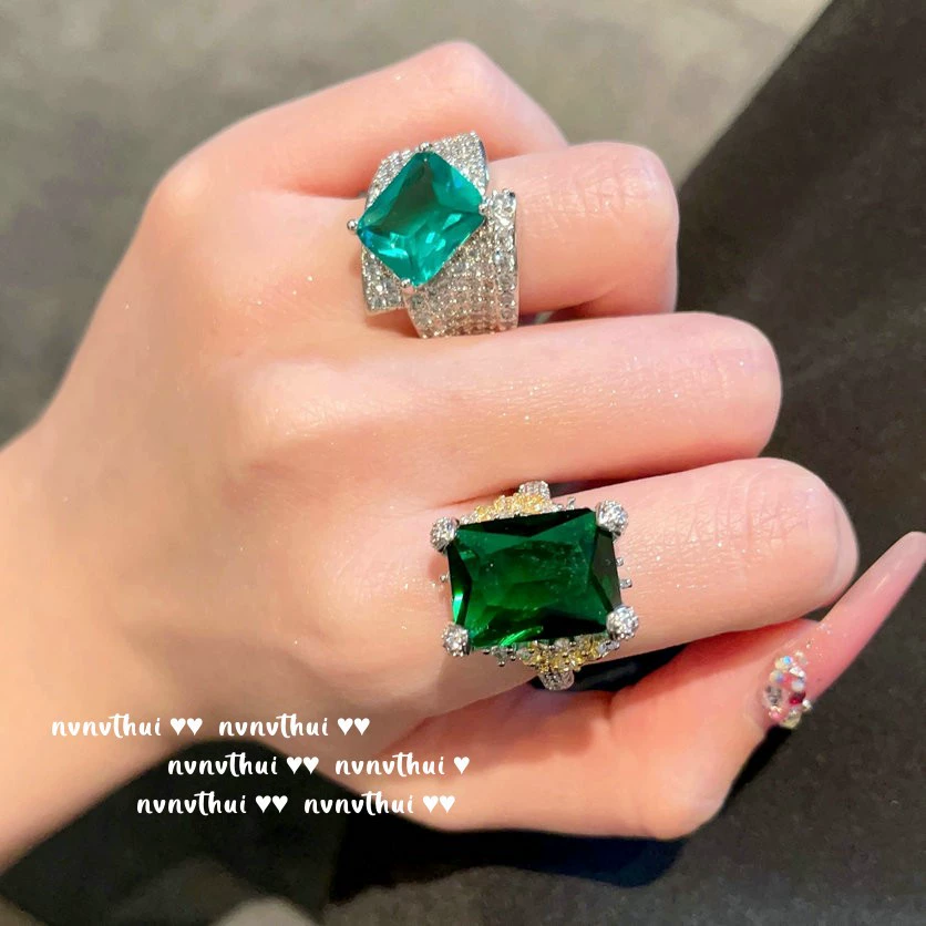 Emerald Mogoto Геометрический Богатый Моно — злая счастливая позолота 18К изумрудный коронатый дизайн кольца