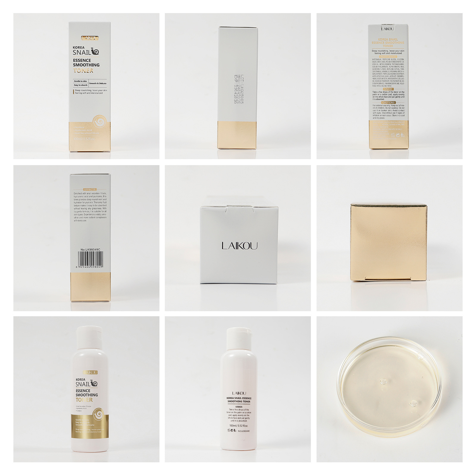 Cross-border LAIKOU Korean Snail Essence Toner 100ml Hydrating and Moisturizing Manufacturer in stock Specification drawing