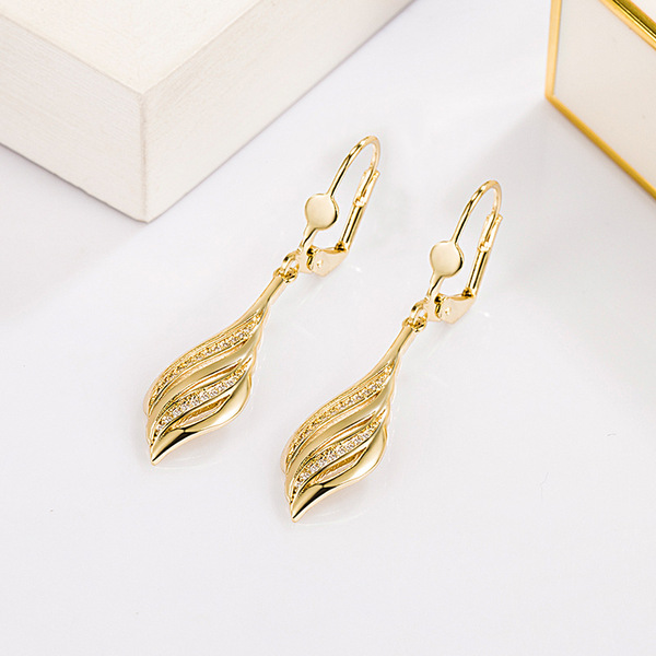 elegant cute earrings with zircon drop-shaped