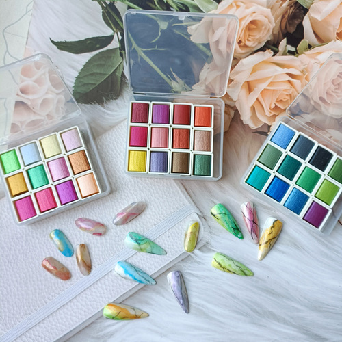 Solid Pigment Japanese Nail Art Twisted Flower Dyeing 48-Color Pearlescent Watercolor Paint