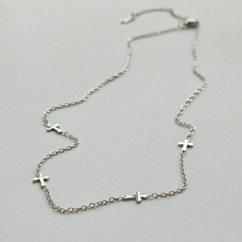 Stainless Steel Cross Necklace Versatile Micro Cross Jewelry Cross-Border New Fashion Simple Ins Style Stainless Steel Cross Necklace Versatile Micro Cross Jewelry Cross-Border New Fashion Simple Ins Style