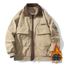 日系复古大口袋工装翻领夹克男春秋冬潮牌宽松情侣加棉外套其他
