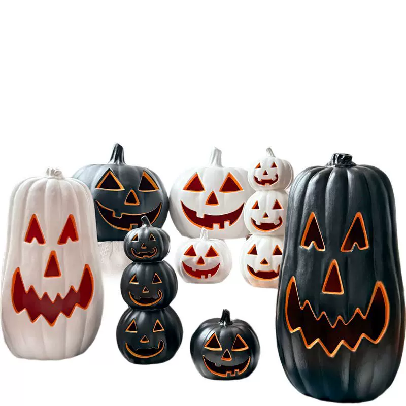 鬼节黑白南瓜灯万圣节装饰游乐园户外道具商场美陈橱窗摆件自动