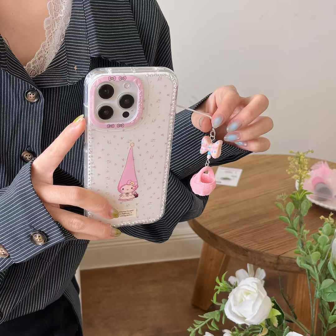 Girl ins puntiagudo gato kt para iphone14 nueva funda para teléfono móvil 16ProMax 13 Apple 15 colgante 16P