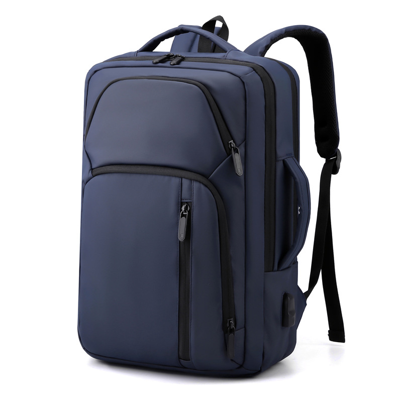 Nueva película de cuero mochila a prueba de derrames USB recargable de gran capacidad mochila de viaje de moda simple bolso de computadora para hombres