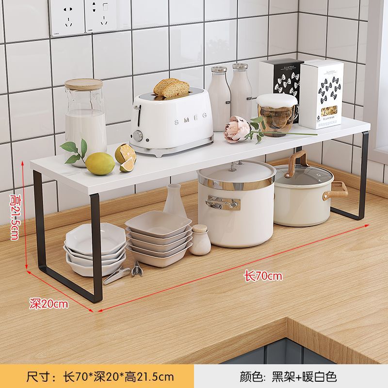 キッチンカウンタートップ収納ラックデスクトップポットキャビネット層状パーティションボウルとディッシュ収納ラック二層木製|undefined