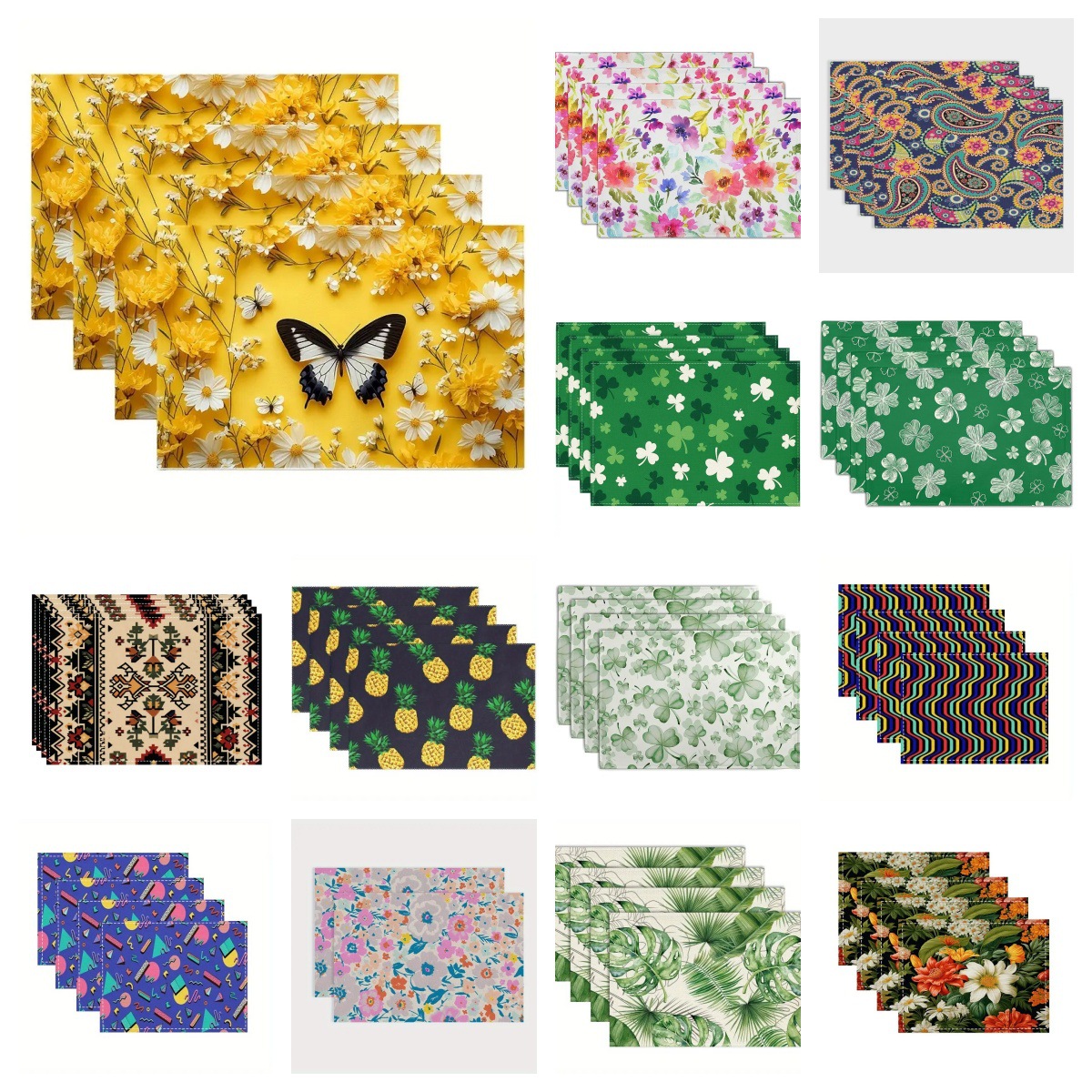 餐垫圣诞节新款圣诞节印花亚麻餐垫跨境节日派对装饰防污隔热桌垫|ms