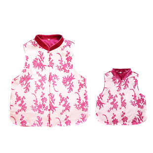 Plum, Orchid, Bamboo and Chrysanthemum Autumn and Winter New Waistcoat Baby's Cotton Vest Children's Mother's Parin Dress Human Silk Shaped Velvet New Year's Service
