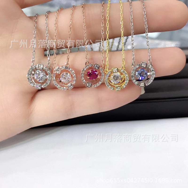 新品 施家 灵动跳动的心项链 耀动的心跃动圆形吊坠项链送女友|undefined
