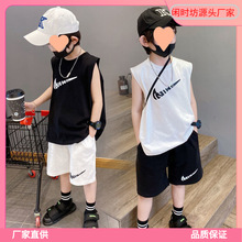 男童夏款背心套装中大儿童休闲透气网红男孩夏天针织棉两件套耐用