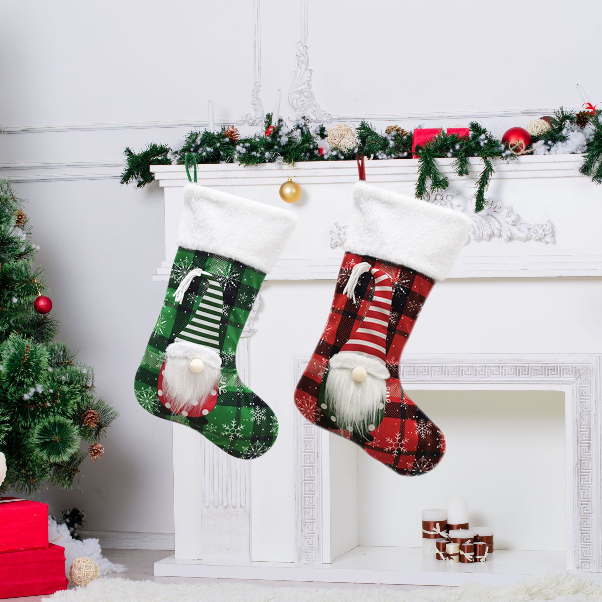 2024 Navidad decoraciones tridimensionales muñecas sin cara bolsas de regalo calcetines de Navidad colgantes de Navidad bolsas de regalo grandes