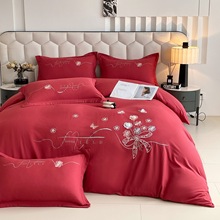 跨境外贸专供四季亲肤磨毛立体花刺绣工艺款四件套床单被套批发