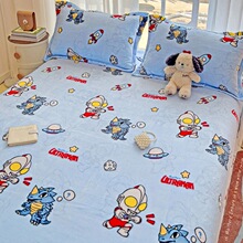 儿童牛奶绒床单单件奥特曼冬季加绒加厚珊瑚绒学生宿舍单人被单男