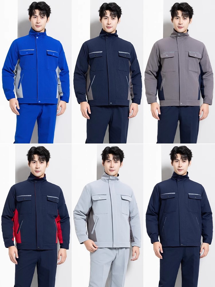 Primavera y otoño conjunto de ropa de trabajo masculina desgaste oficina de reparación de automóviles sitio de construcción de instalación de agua y electricidad trabajadores de seguro laboral personalizados / fabricados