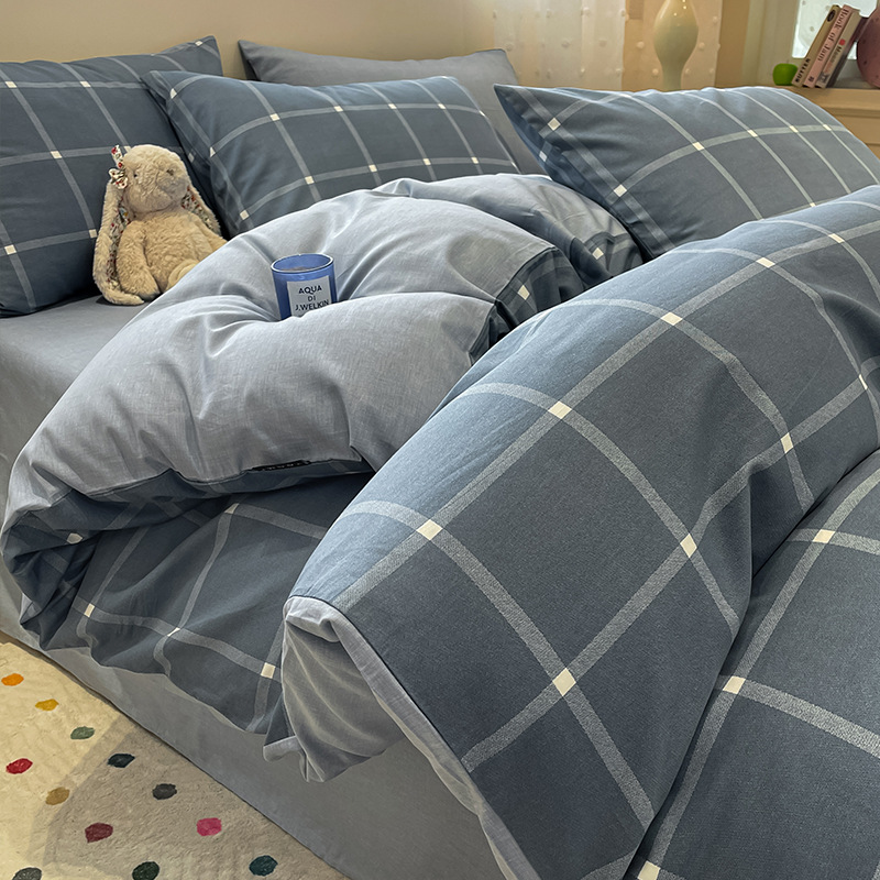 Algodón simple de cuatro piezas de algodón 2025, nueva sábanas cubiertas de ropa de cama dormitorio tres piezas