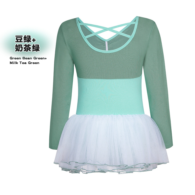 Ropa de baile, falda de ballet de otoño e invierno para niños, ropa de práctica de manga larga, mono de algodón en contraste, ropa de rendimiento de prueba de danza china