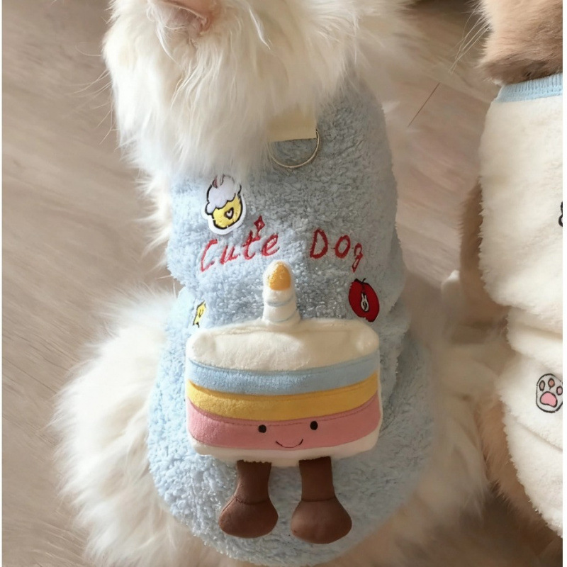 Ropa de perro otoño y invierno nueva moda de peluche lindo pastel muñeca peluche Teddy gato ropa de perro pequeño
