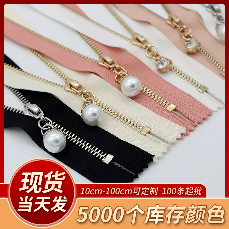 Golden chain with zipper handmade, bag, accessories pearl, DIY