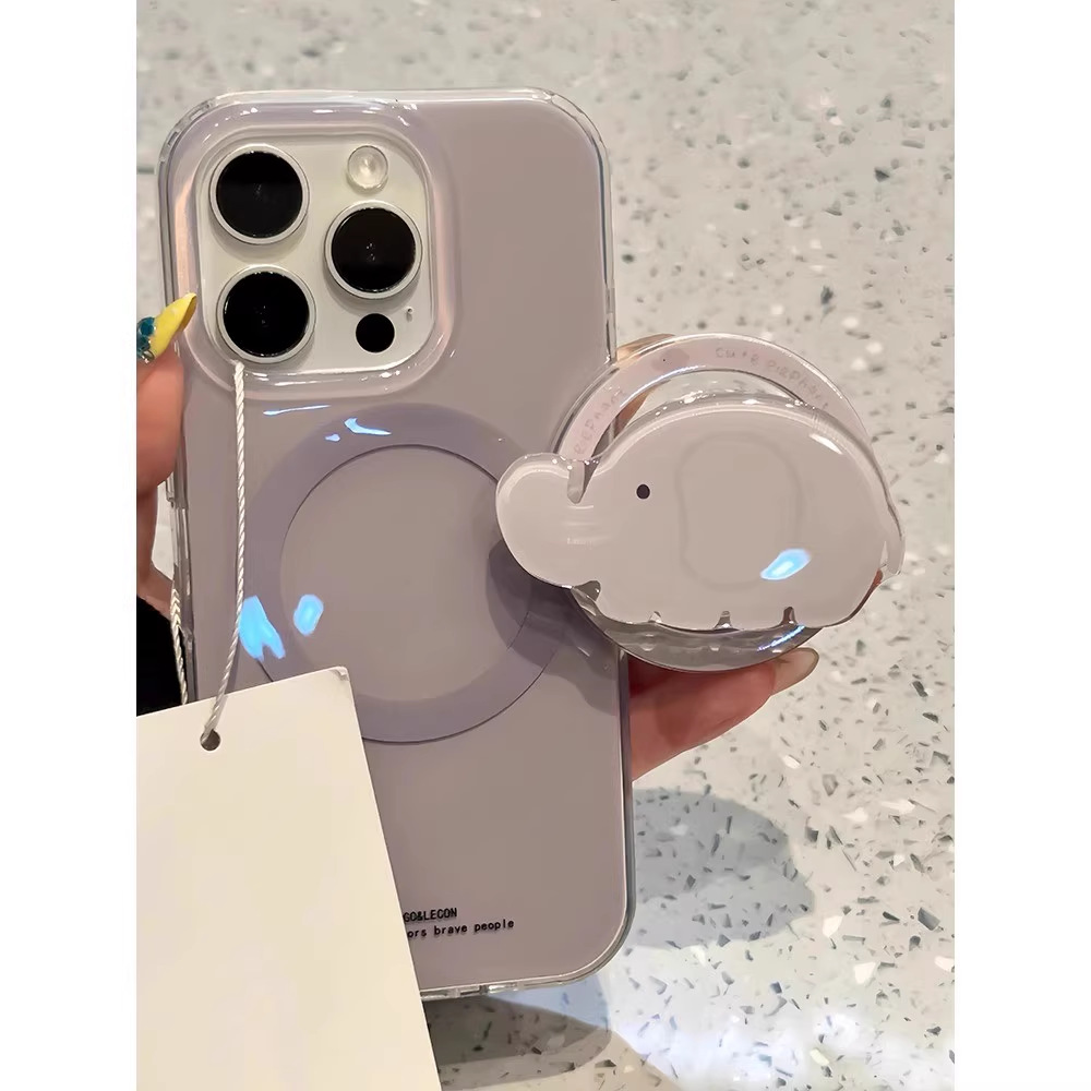 Soporte de gema magnética gris ahumado de estilo coreano para iPhone16ProMax Apple 14/15 funda para teléfono móvil 13