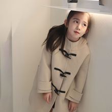 2025冬季双面呢100%纯羊毛女童大衣美利奴羊毛女孩中长款毛呢外套