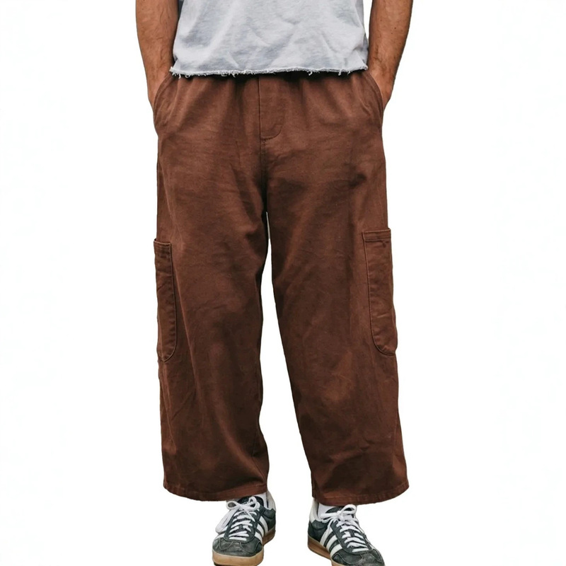 2026 New Men's Loose Cargo Pants Japanese Retro Wide-Leg Casual Pants Solid Color Drawstring Long Pants 2026 New Men's Loose Cargo Pants Japanese Retro Wide-Leg Casual Pants Solid Color Drawstring Long Pants