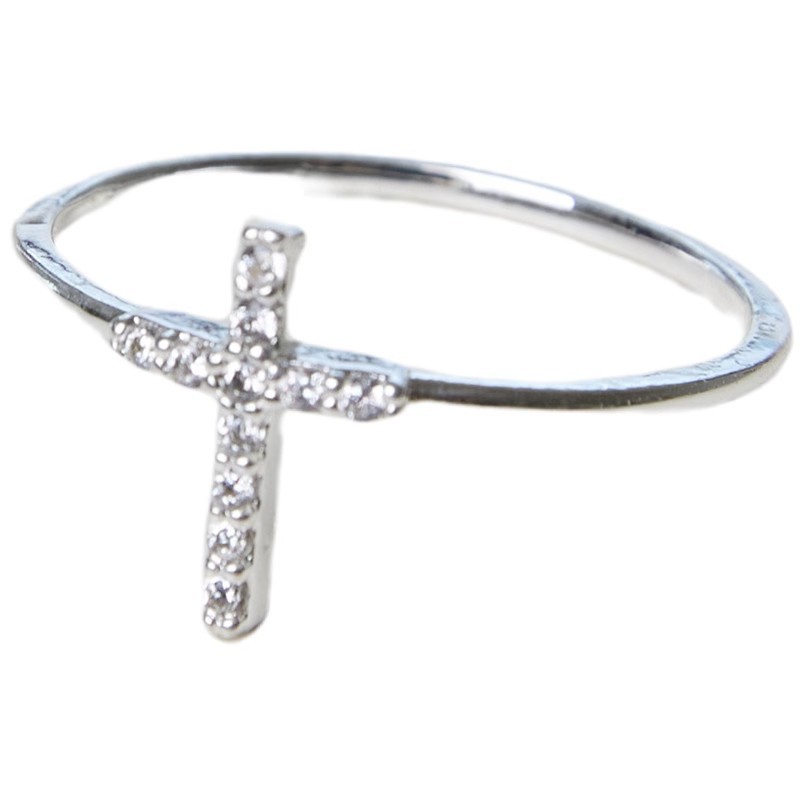 Zirkon Blumen Herz Kreuz Stapelring Set Vielseitiger Schmuck_voghion.com