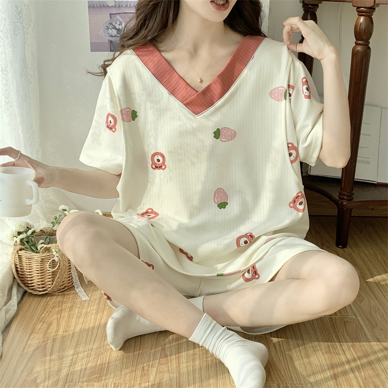 plus size 40.00 kg-150.00 kg Short-sleeved Two-piece Maternity Clothes Summer Maternity Clothes Postpartum Lactation Breastfeeding Pajamas