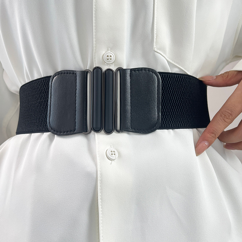 New elastic waist seal women's decorative wide simple versatile matching dress coat down jacket waistband