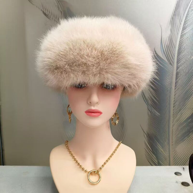 跨境热销雷锋帽冬季女加厚保暖防风帽仿皮草狐狸毛毛绒护耳帽国风|undefined