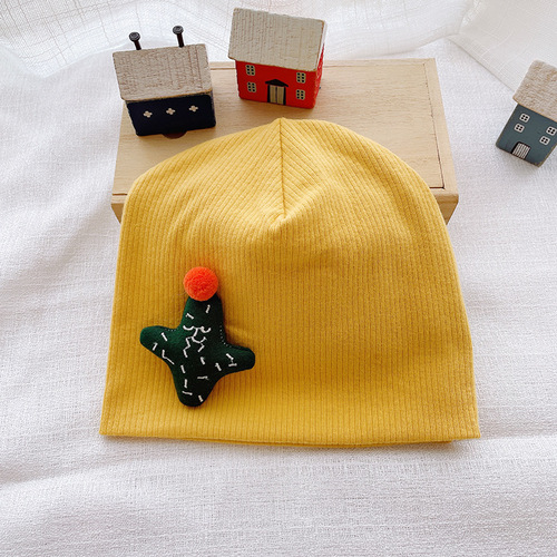 Double layer autumn and winter newborn children's hat solid color warm cotton baby hood indoor infant hat