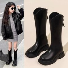 女童长筒靴2025春秋新款英伦风黑色儿童骑士长靴小女孩冬季单款靴