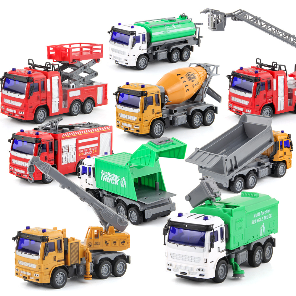 Cross-Border Supply 10 Kidsren's Electric Remote Control Excavator Engineering Vehicle Fire Truck 2-Way Remote Control Car Boy Toy