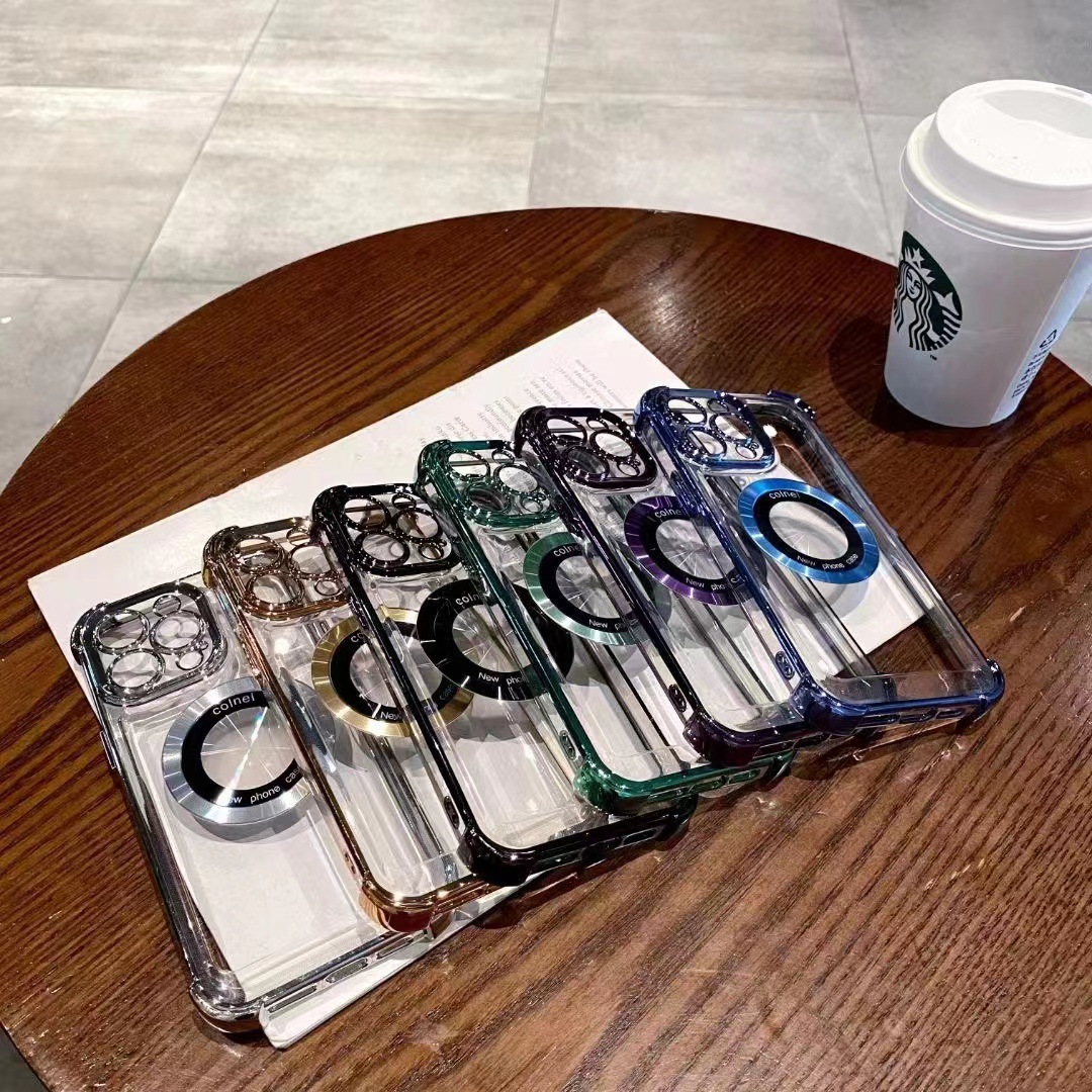 Gradiente de color de succión magnética Apple 15Promax de cuatro esquinas resistente a caídas de la manzana 13/12/11 caja del teléfono para IP14/13P