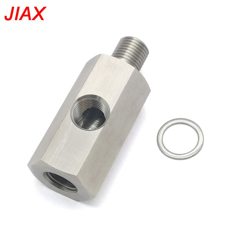 Automotriz 304 acero inoxidable M10X1 a 1/8NPT orificio lateral de tres vías turbo manómetro adaptador adaptador adaptador