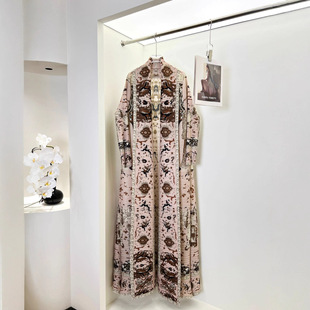2025 New Export Cross-Border Hot Selling High-Quality Miyake Pleated Large Size Printed Long-Sleeved Cardigan Middle Eastern Robe
