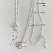 范智乔 韩国韩版925纯银水晶项链几何个性银饰品简约爱心项链