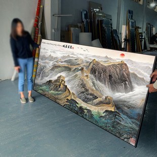 Great Wall of China Landscape Painting for Living Room Decoration, Office Hanging Painting, Sofa Background Wall Art, Chinese Painting