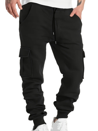 Herren-Jogginghose mit Fleecefutter – Slim Fit Winter-Thermohose mit gebürsteter Innenseite (S-3XL, Schwarz/Grau, Freizeithose im koreanischen Stil)_voghion.com