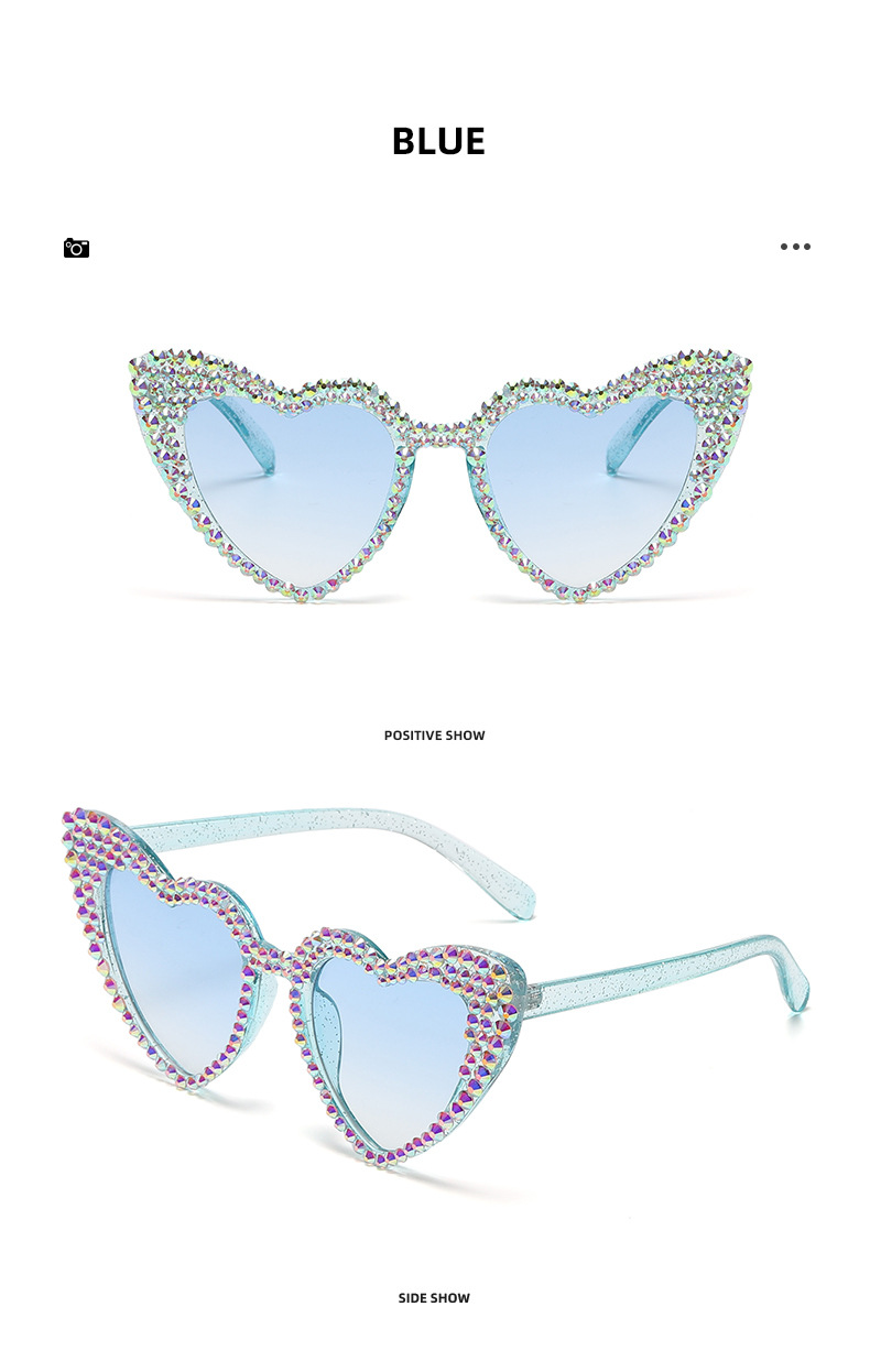 Fashion Heart Shape Ac Special-shaped Mirror Diamond Frameless Women's Sunglasses display picture 6