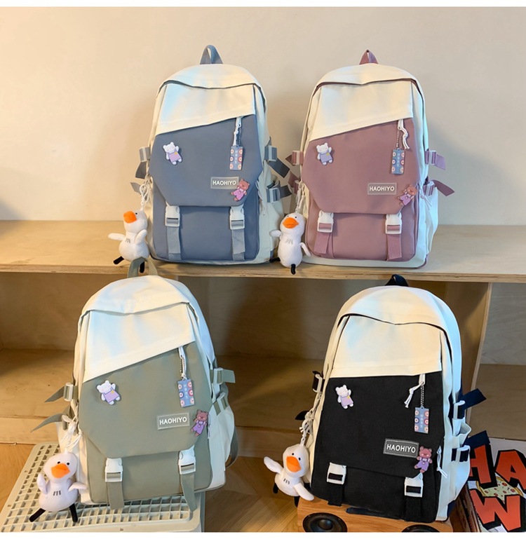 Simple, large-capacity, high-appearance-level college student schoolbag, female high school student computer backpack, niche Haraju-style male backpack undefined
