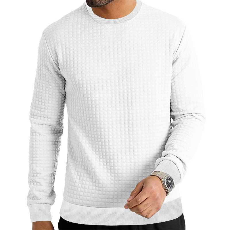 Long Sleeve Knitted T-shirt For Men Solid Colour Round Neck_voghion.com