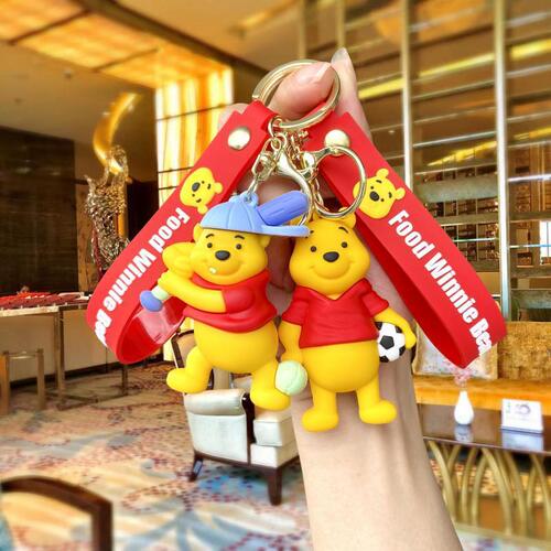 Sports Winnie the Pooh Cartoon Keychain Cute Bear Doll School Bag Pendant Car Keychain Small Gift Wholesale