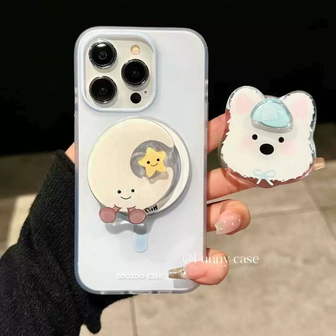 Магнитный держатель для телефона с изображением голубой луны и звезды, подходит для iPhone 16 Pro Max, Apple 15, чехол для телефона 14, для женщин, 13