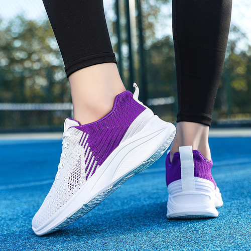  Spring New Women's Sports Shoes Fashionable Flying Mesh Casual Shoes Foreign Trade Running Soft Sole Simple Women's Shoes