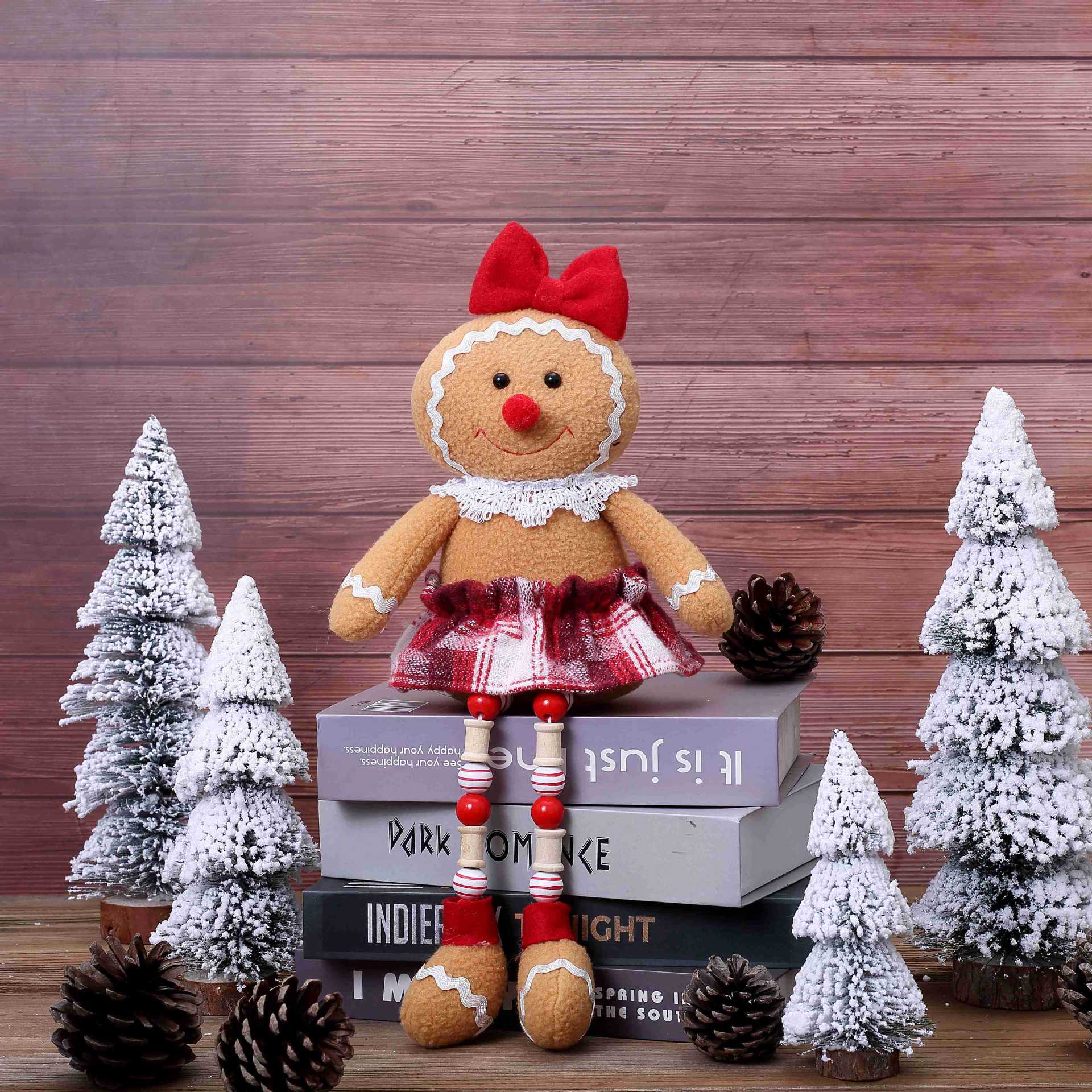 Comercio exterior nueva decoración de Navidad pan de jengibre muñeca muñeca de madera muñeca de madera muñeca de lana muñeca enana europea y americana