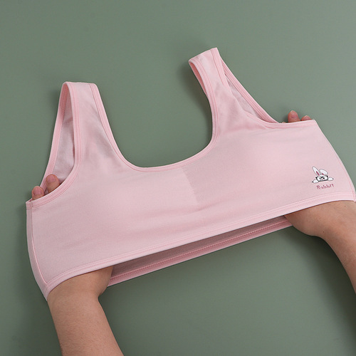 Pure cotton development period vest for girls and students with slings for older children, junior high school students and girls, double-layered anti-bump bras.