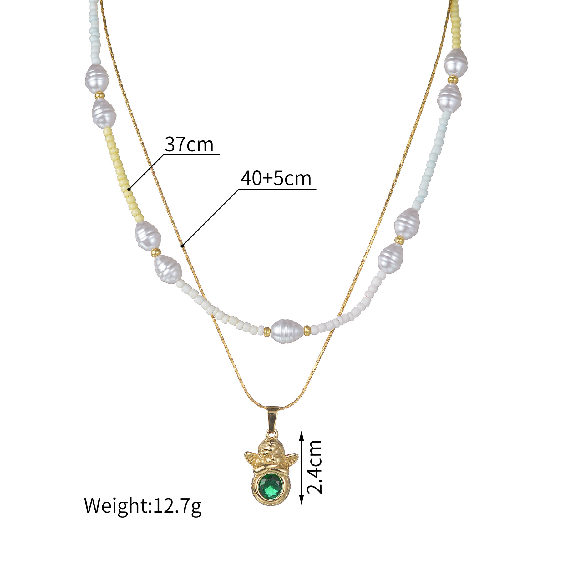 Ethnic Style Bohemian Geometric Stainless Steel Imitation Pearl Seed Bead Beaded Plating Inlay Artificial Crystal Women's Double Layer Necklaces 1 Piece display picture 1