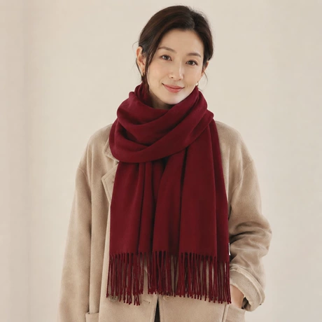 秋冬季纯色情侣仿羊绒围巾女新款日韩百搭女高级感 保暖围脖披肩