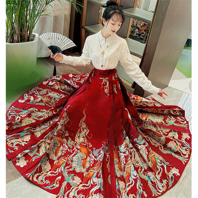 Макси юбка костюм 2024 Новый Dunhuang Apsara весна и осень Макияж Цветок Улучшенный Сказочный древний костюм Мин Хан одежда для женщин