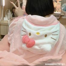 hellokitty空调毯连帽可爱斗篷式学生宿舍办公室毛毯披肩空调毯